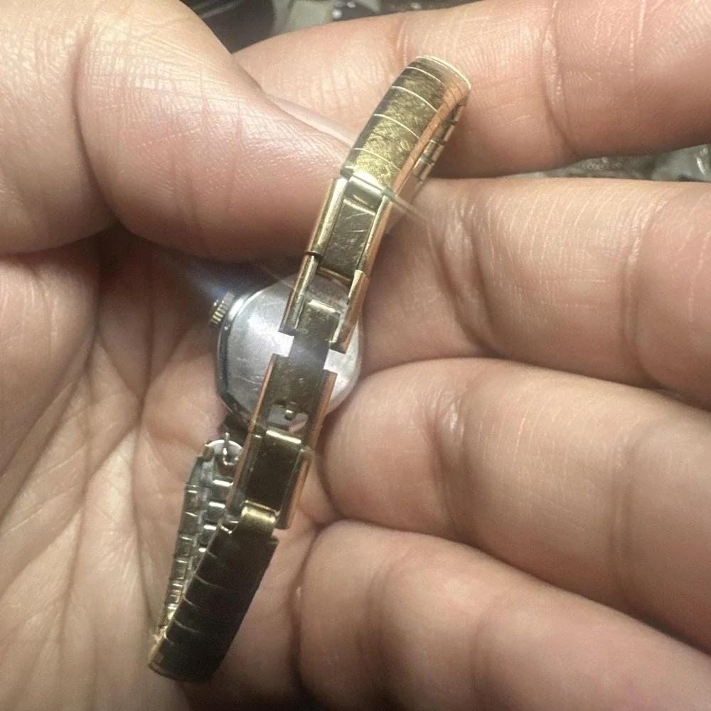 Working Vintage Elgin‎ Ladies Check-board Dial Watch 16mm Fit 6in
